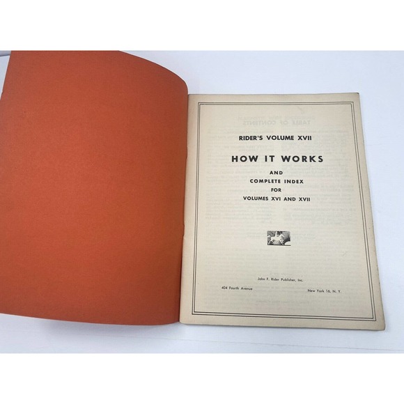 1948 Riders Vol XVII How It Works Complete Index Vol XVI and XVII John F Rider - Picture 2 of 11